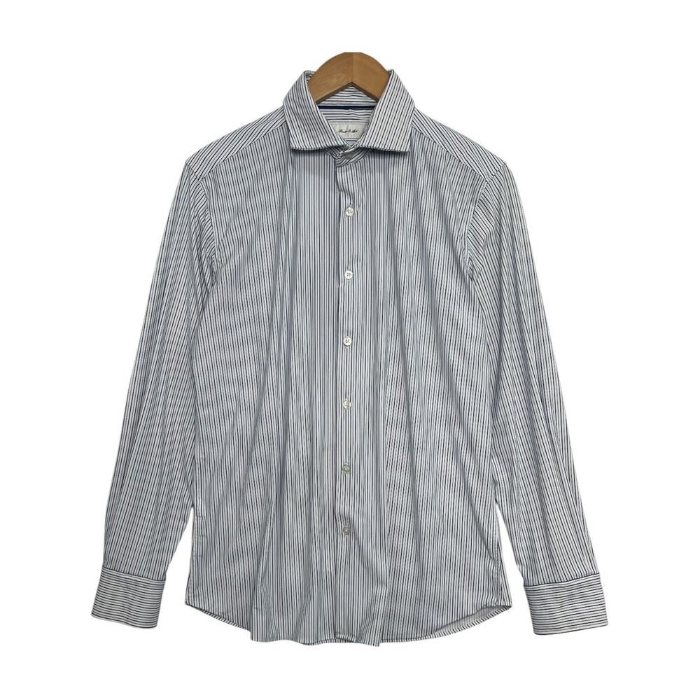 Porter and Ash Kinetic Stretch Dress Shirt Mens Medium Blue Stripe Career Office